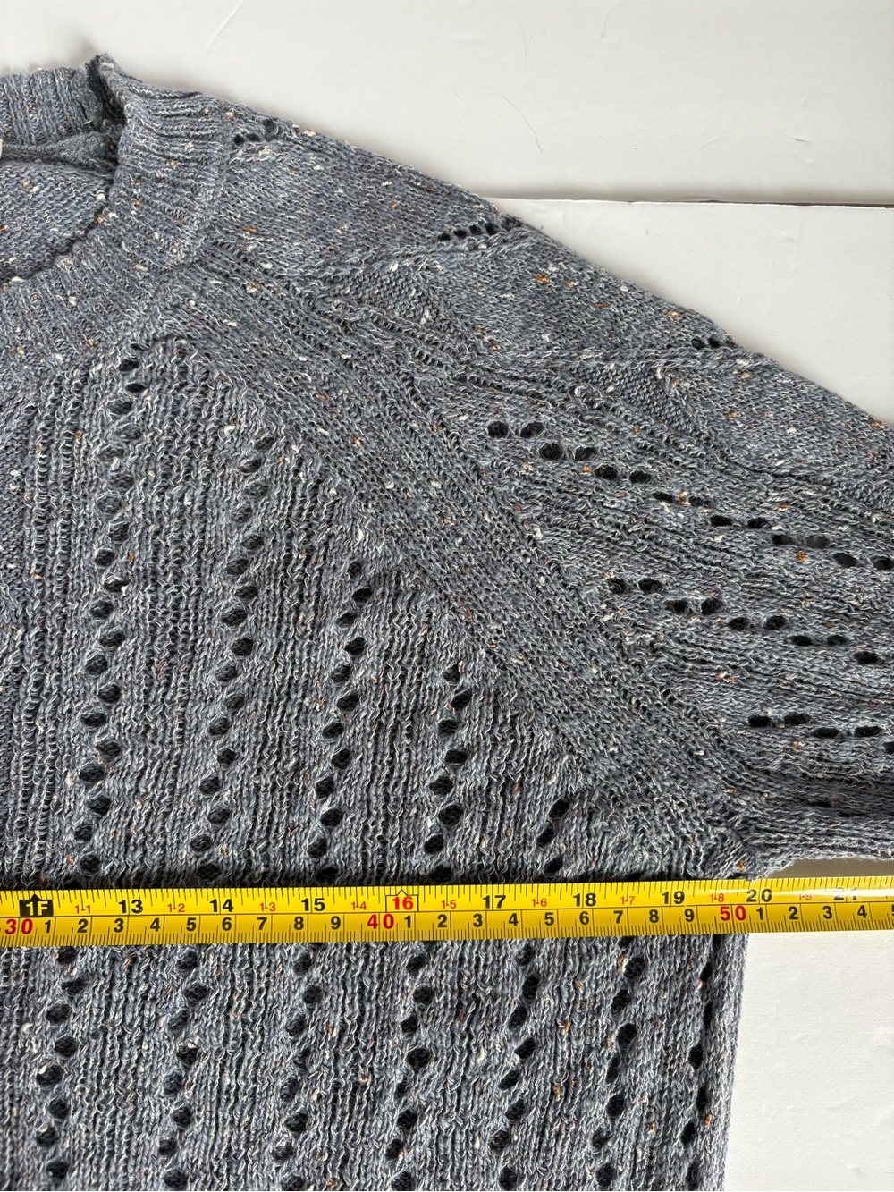 Spartina Shelby linen blend blue gray open knit pull over lightweight sweater - Picture 12 of 15